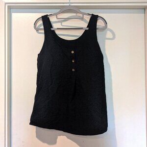 Black Tank Top with Buttons Size M Shein